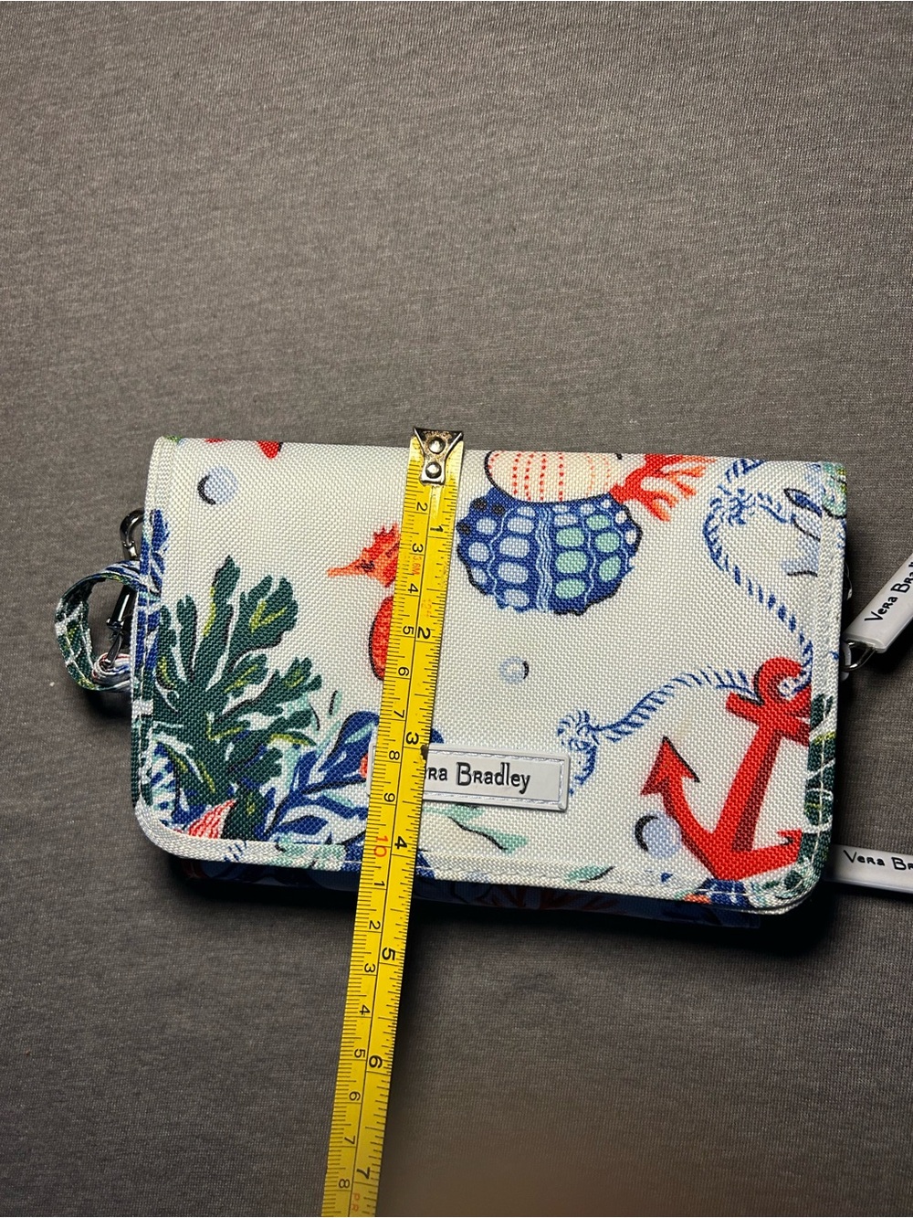 Vera Bradley Coastal Print Wristlet in White with Red & Blue Accents - Picture 4 of 6